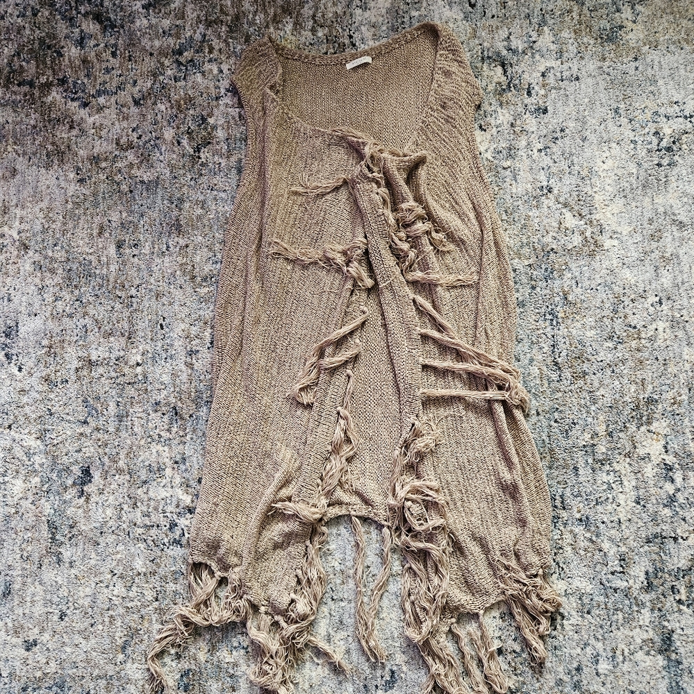 Evelyn K Fringe Long Cardigan NWOT